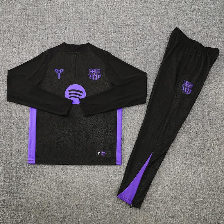 Barcelona Black Purple Half-Pull Tracksuit 2025/2026